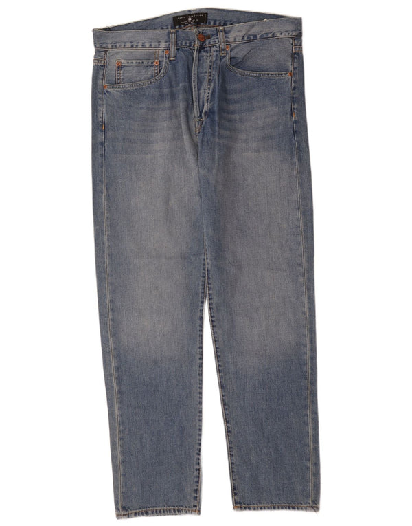 Zara Herre Regular Fit Straight Jeans EU 44 Large W34 L31 Blå Bomuld
