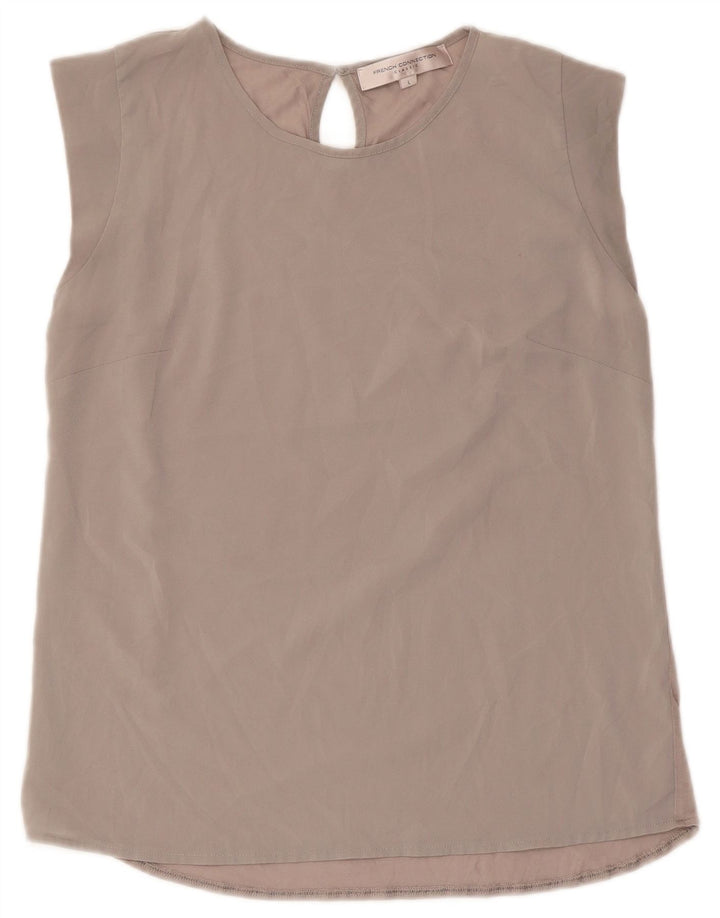 French Connection Dame ærmeløs bluse Top UK 14 Large Grå