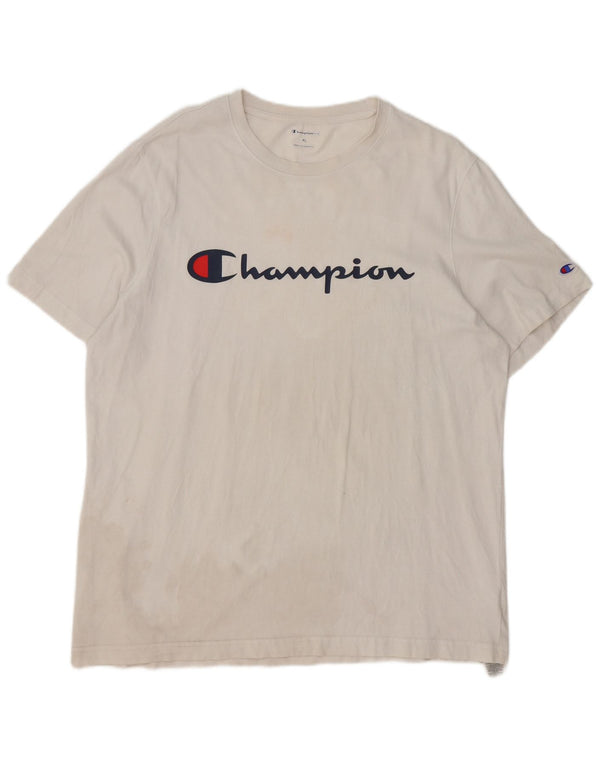 Champion Herre Grafisk T-Shirt Top XL Hvid Bomuld