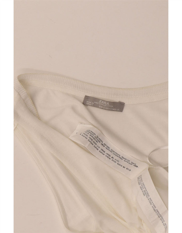 Zara Womens Crop Vest Top UK 8 Small White Viscose