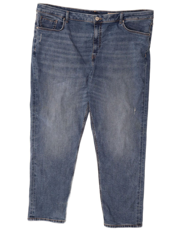 Marks & Spencer Dame Sienna Straight Jeans UK 24 3XL W44 L27 Blå Bomuld