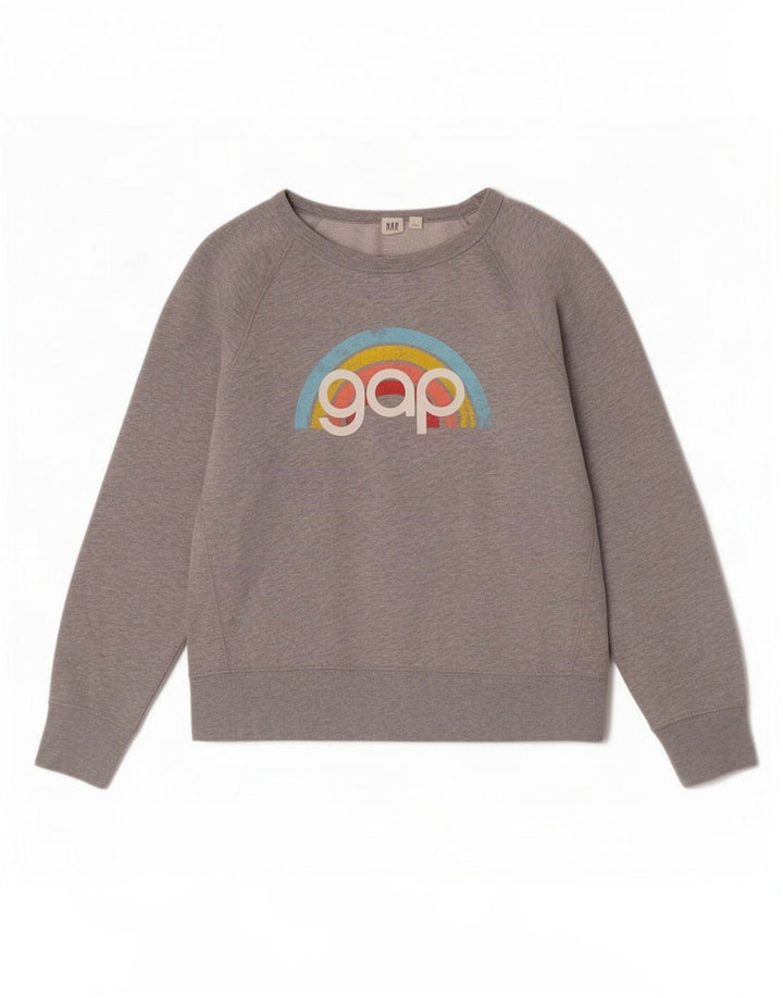 Gap Dame Grafisk Sweatshirt Jumper UK 14 Medium Grey Bomuld