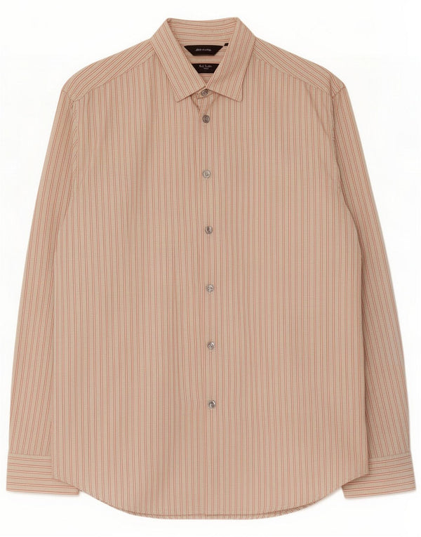 Paul Smith Mens Shirt Size 42 16 1/2 Large Beige Pinstripe