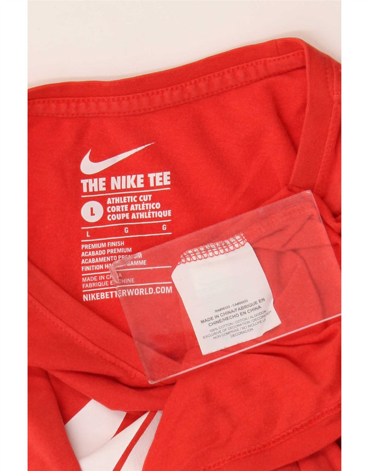 Nike Herre Athletic Cut Grafisk T-Shirt Top Stor Rød Bomuld