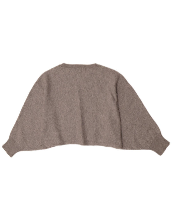 Massimo Dutti Womens Crop Sweatshirt Jumper UK 14 Medium Grey Flecked