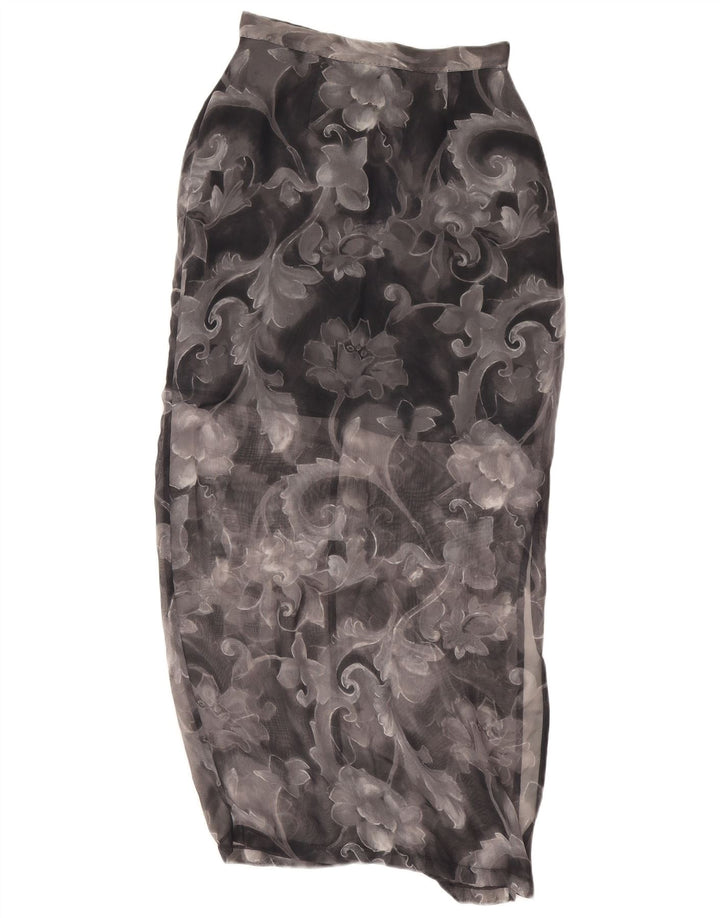 Vintage Midi-nederdel til kvinder W26 Small Black Floral