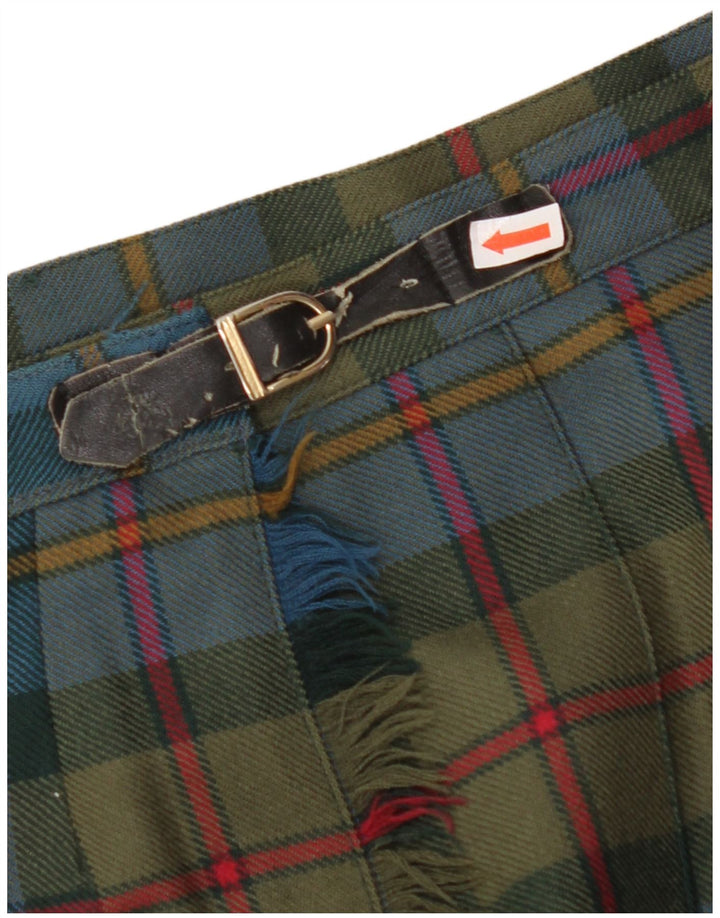 VINTAGE Wrap-nederdel til kvinder IT 44 Medium W32 Grøn Plaid Virgin Wool