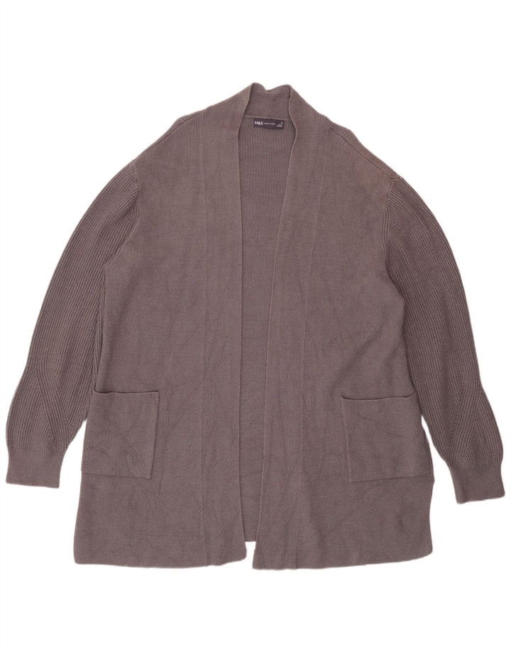 Marks & Spencer Dame Open Cardigan Sweater UK 20 2XL Grå Viscose