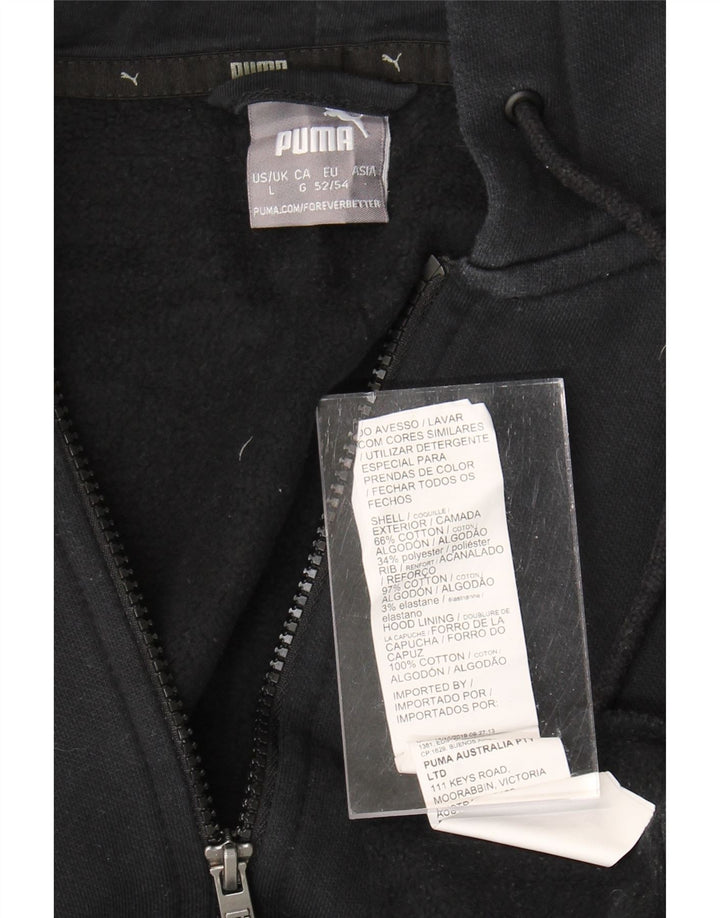 PUMA Mens Zip Hoodie Sweater Large Black Cotton Vintage Puma and Second-Hand Puma from Messina Hembry 