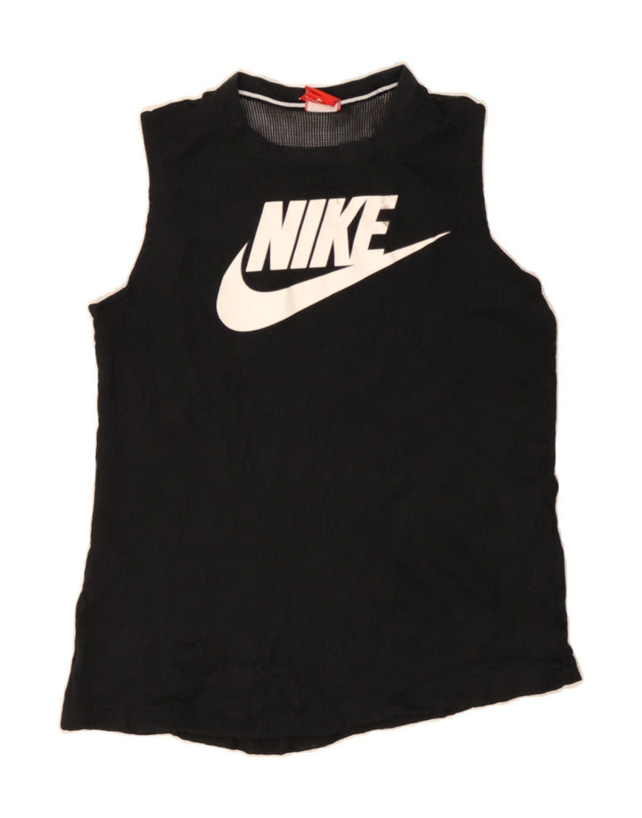 NIKE Womens Graphic Vest Top UK 14 Medium Black Polyester Vintage Nike and Second-Hand Nike from Messina Hembry 