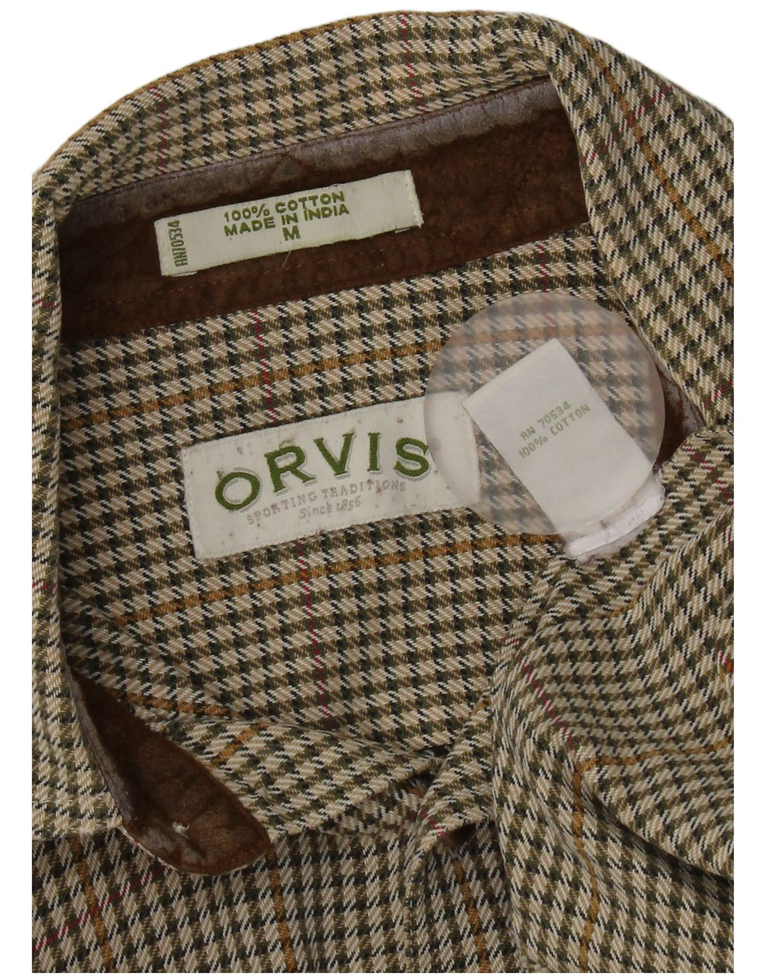 Orvis Flanelskjorte til mænd Medium Green Houndstooth Bomuld