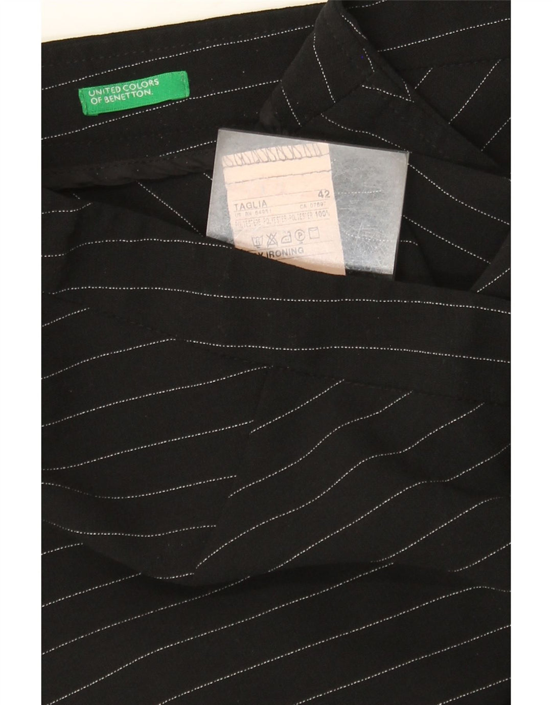 Benetton Dame Bootcut Suit Bukser IT 42 Medium W28 L32 Sort nålestribe