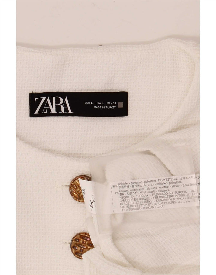 Zara Bolerojakke til kvinder UK 16 Stor hvid polyester