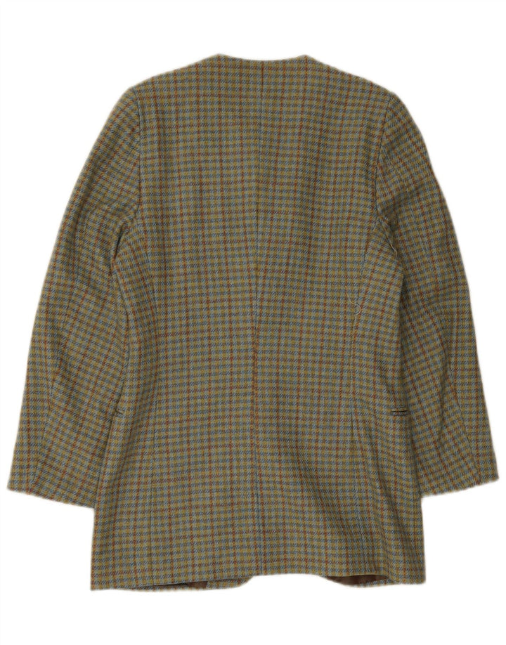 Henry Cottons Dame 3-knaps blazerjakke IT 42 Mellemgrøn Gingham Wool