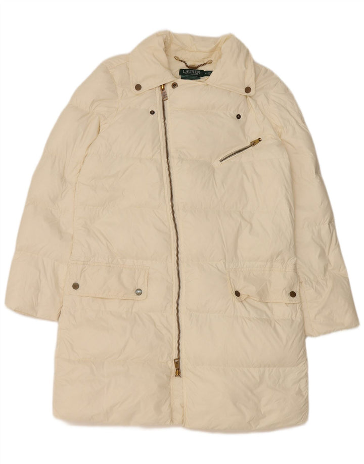 Ralph Lauren Dame Polstret Frakke UK 14 Medium Off White Nylon
