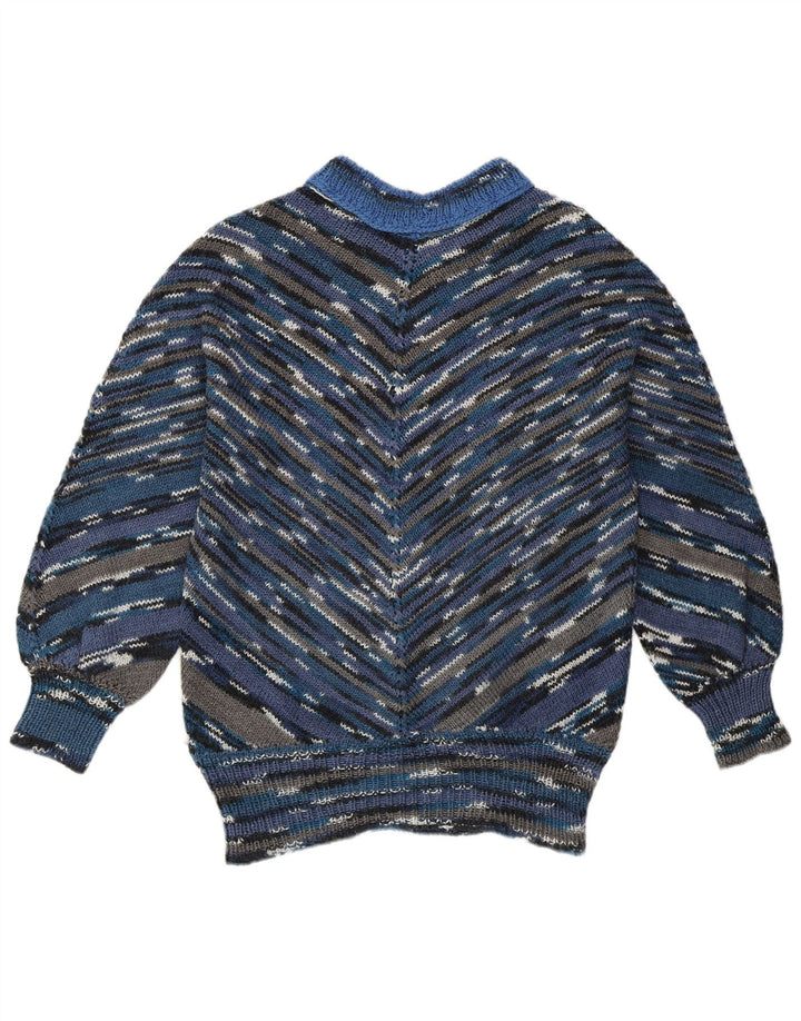 Vintage Dame Turtle Neck Jumper Sweater UK 16 Stor flerfarvet Chevron