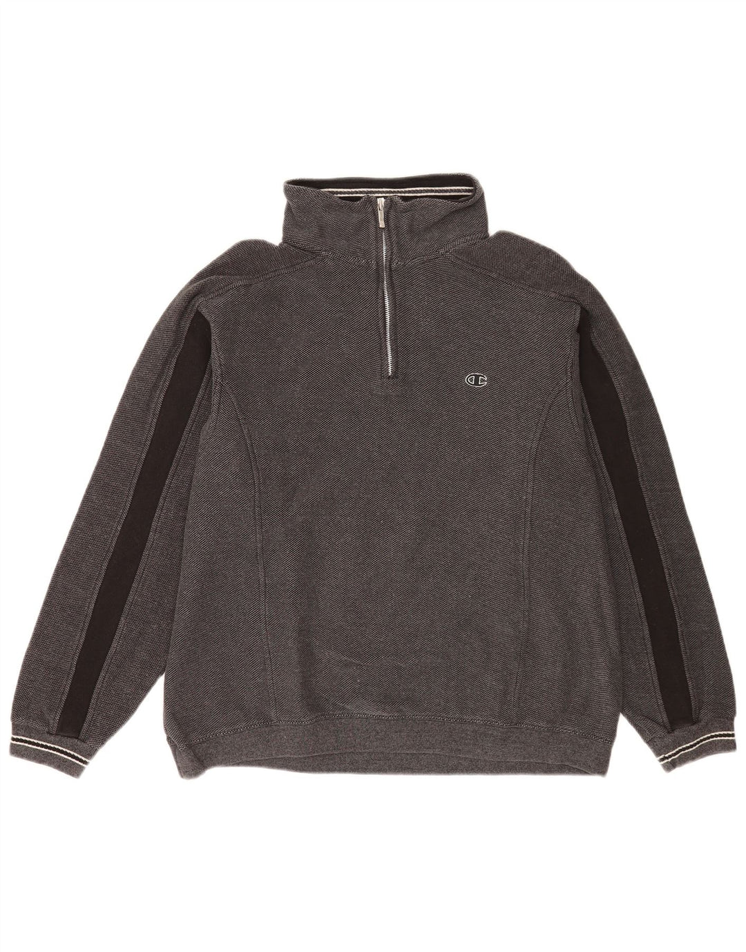 Champion Herre Zip Neck Sweatshirt Jumper Medium Grey Colourblock Bomuld