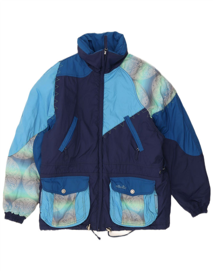 Ellesse Dame Oversized Skijakke US 8 Medium Navy Blue Colourblock