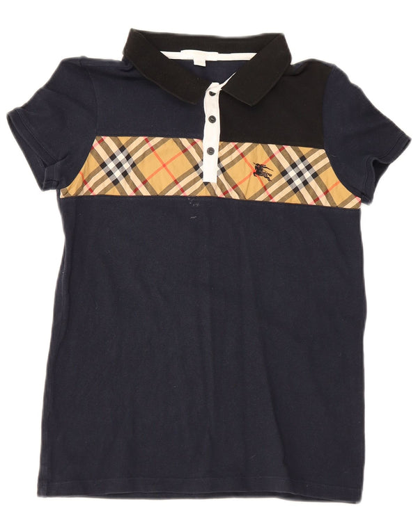 Burberry piger poloshirt 13-14 år marineblå ternet bomuld