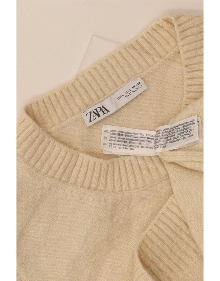 Zara Dame Vest Tank Top UK 14 Stor Beige Polyester