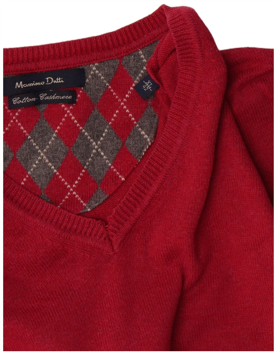 Massimo Dutti Herre V-hals sweater XL Rød Bomuld