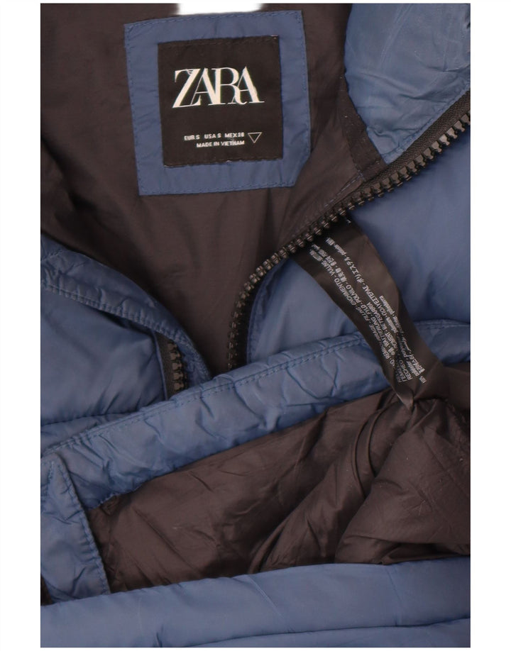 Zara Polstret Herrejakke UK 36 Small Navy Blue Polyester