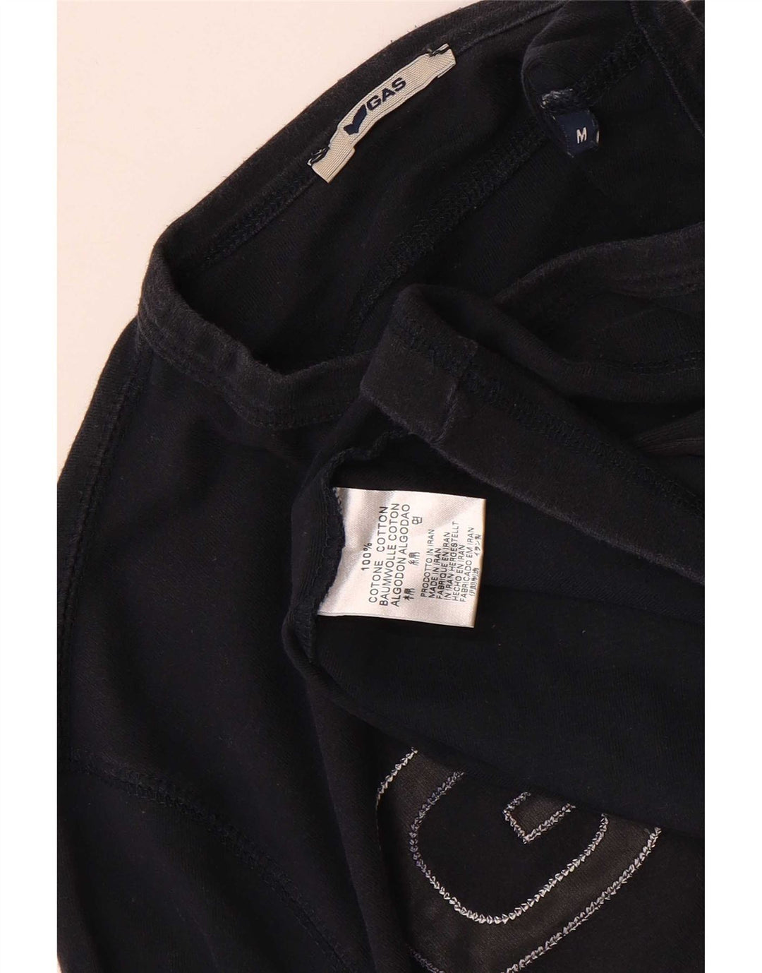 Gas Dame Grafisk Top Langærmet UK 12 Medium Navy Blue Bomuld