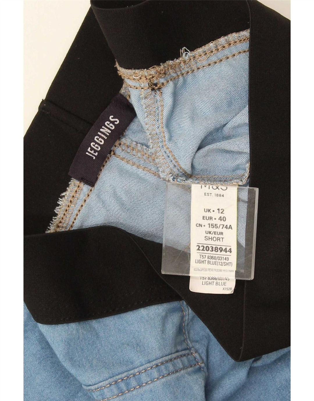Marks & Spencer Dame Jegging Jeans UK 12 Medium W30 L26 Blue Colourblock