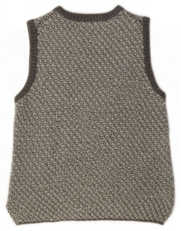 Fisherman Out Of Ireland Womens Vest Tank Top UK 12 Medium Grey Wool