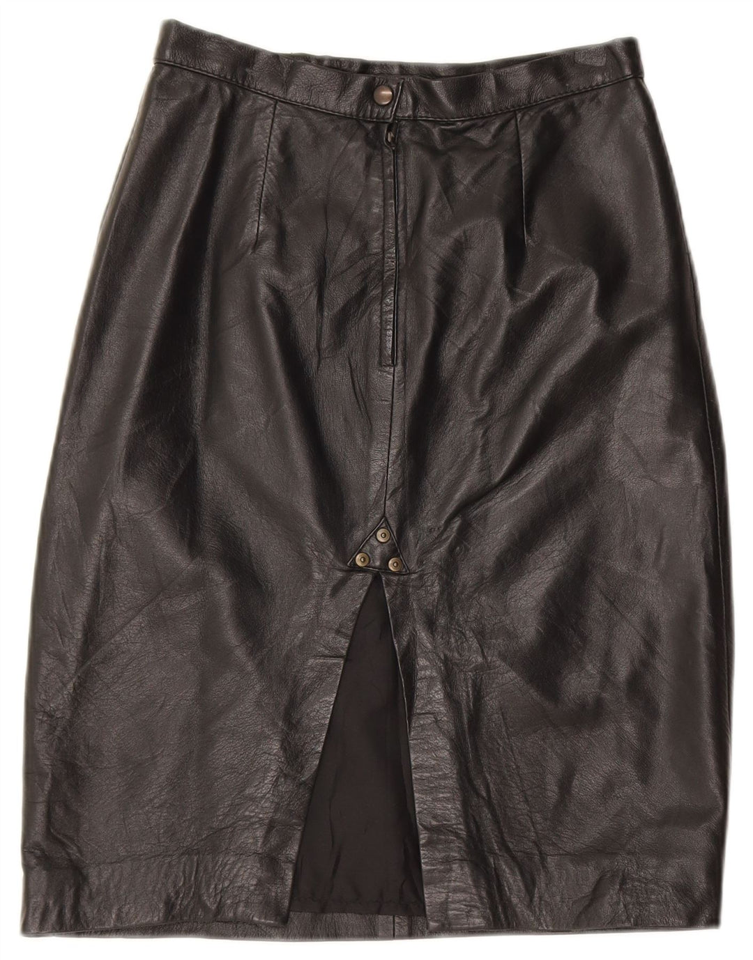 Vintage kvinders højtaljede lædernederdel IT 42 Medium W28 Sort
