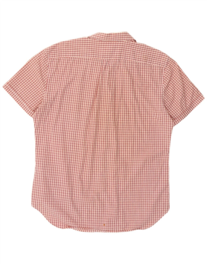 Benetton Mens Short Sleeve Shirt XL Red Check Cotton