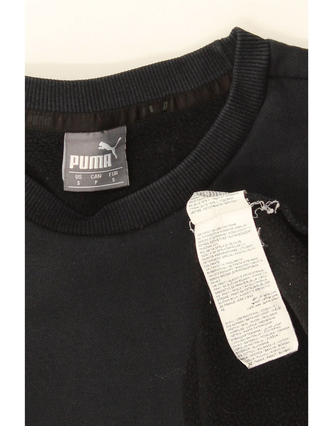 Puma Dame Oversized Sweatshirt Jumper UK 10 Small Black Bomuld