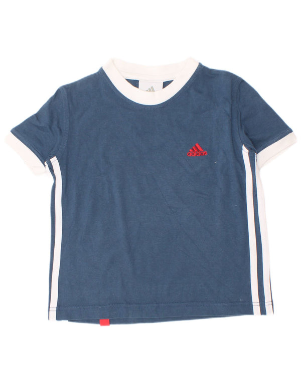 Adidas Boys T-Shirt Top 4-5 år Blå Colourblock Bomuld