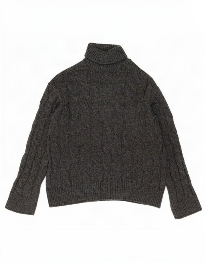 Marks & Spencer Dame Roll Neck Jumper Sweater UK 14 Medium Grå Akryl