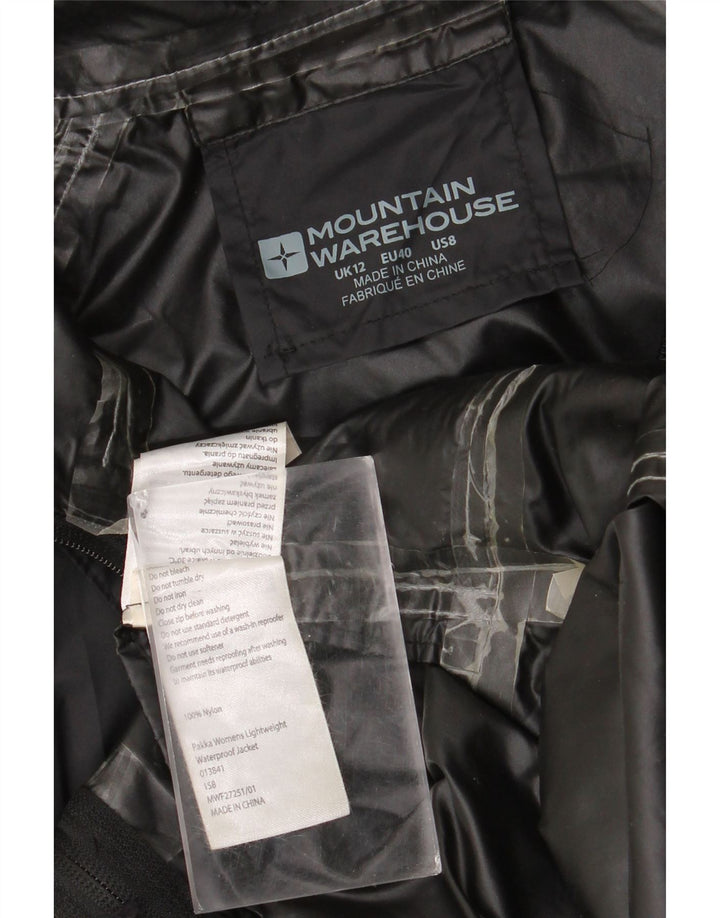 Mountain Warehouse Dame Regnjakke med hætte UK 12 Medium Sort Nylon