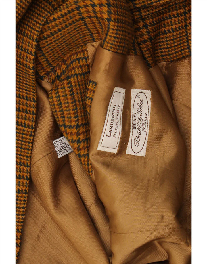 Vintage herre 2-knaps blazerjakke UK 40 Large Brown Houndstooth lammeuld