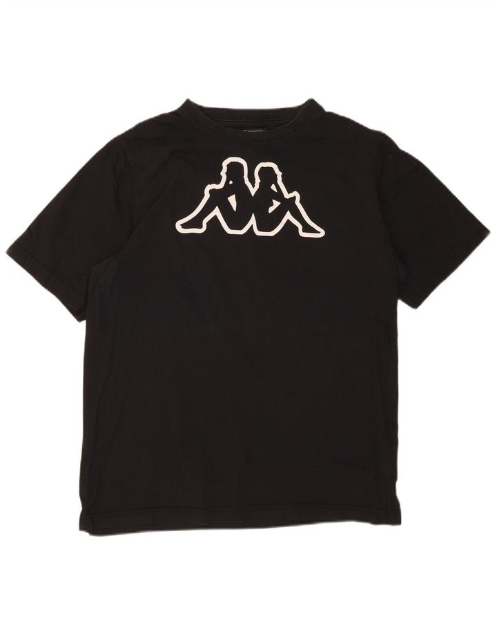 KAPPA Mens Graphic T-Shirt Top Small Black Cotton
