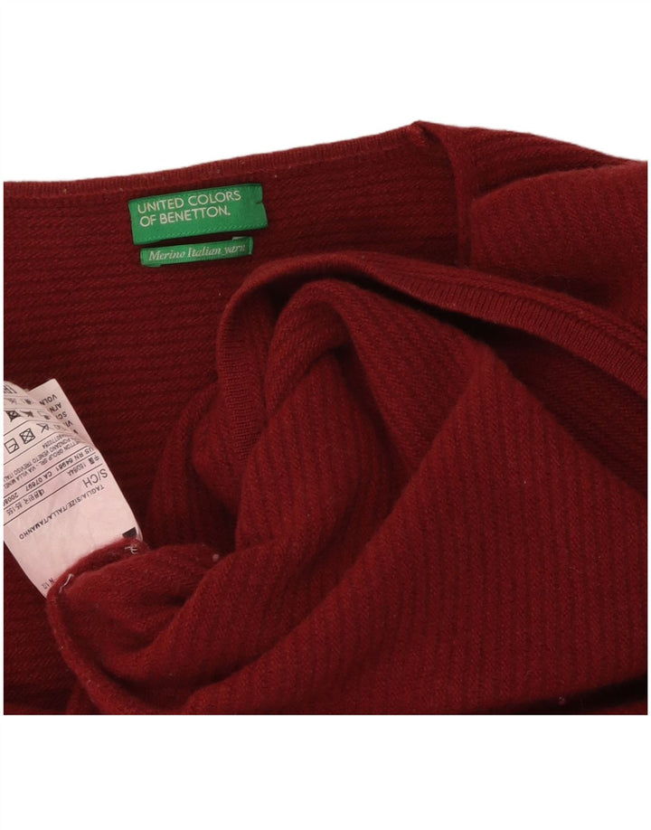 Benetton Dame V-hals sweater UK 10 Small Red Virgin Wool