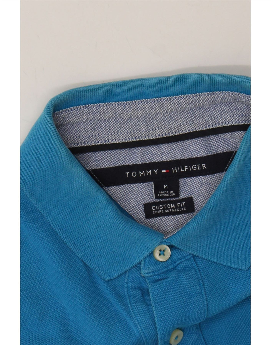 TOMMY HILFIGER Mens Custom Fit Polo Shirt Medium Blue Cotton Vintage Tommy Hilfiger and Second-Hand Tommy Hilfiger from Messina Hembry 