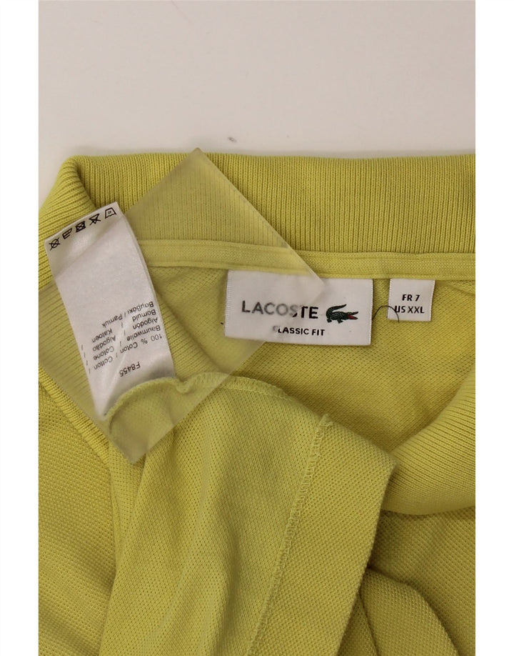 Lacoste Herre Classic Fit Polo Shirt Størrelse 7 2XL Gul Bomuld