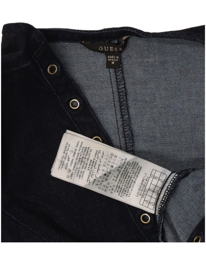 Guess Dame Denim Crop Top UK 12 Medium Navy Blue Bomuld
