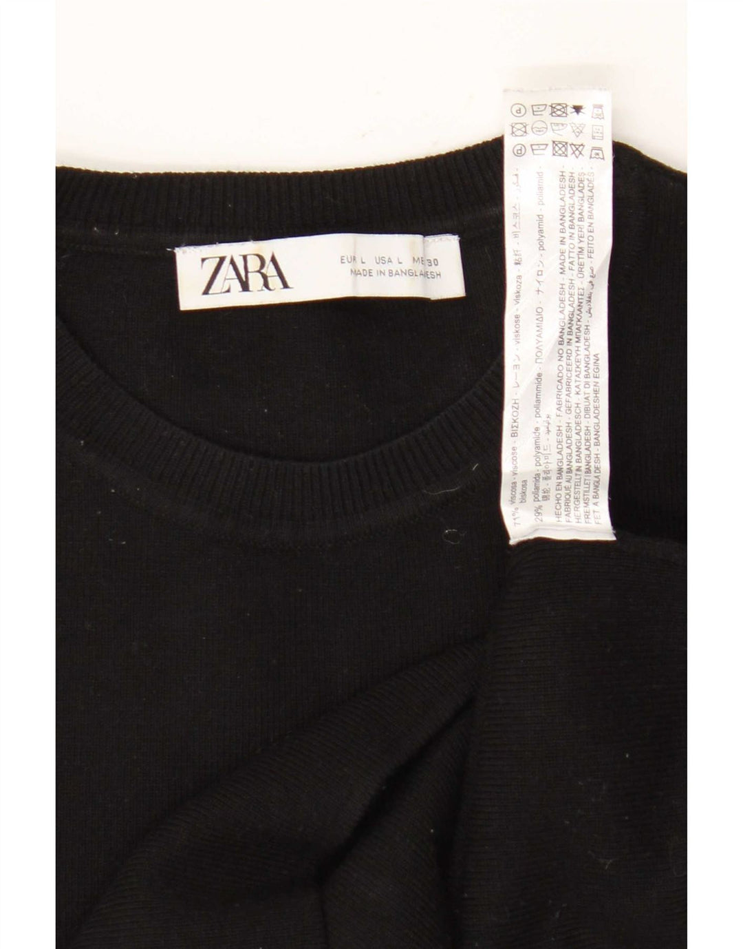 Zara Womens Crop Top UK 14 Large Black Viscose