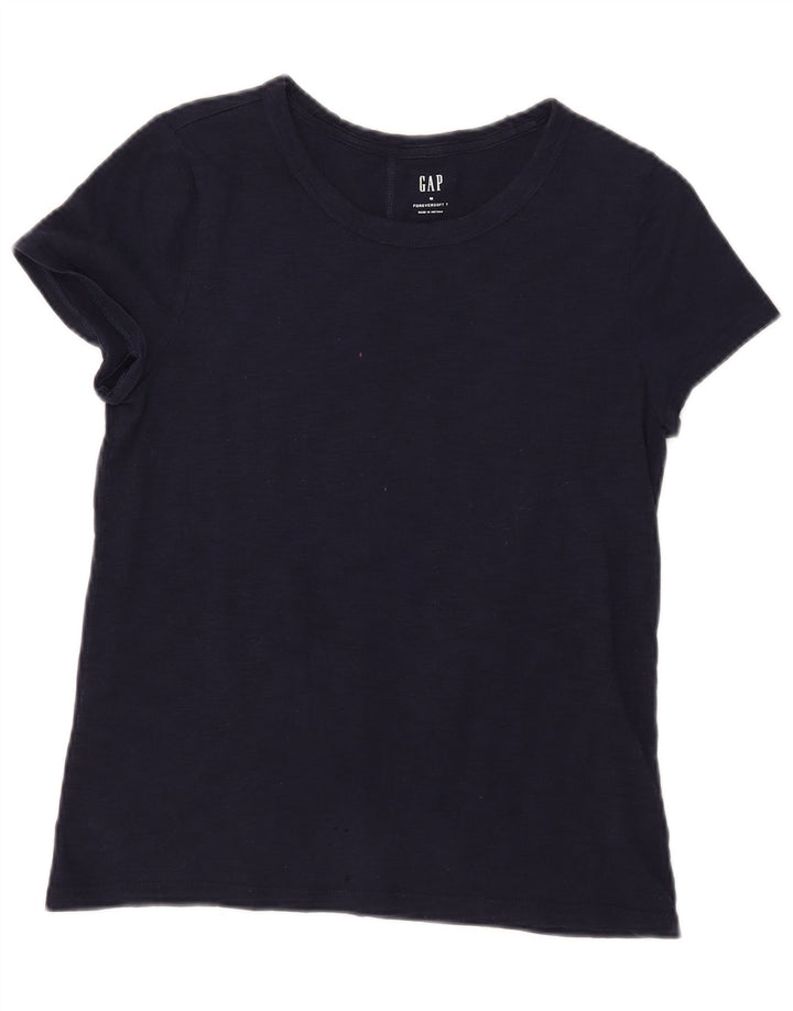 Gap Dame T-Shirt Top UK 12 Medium Navyblå Bomuld