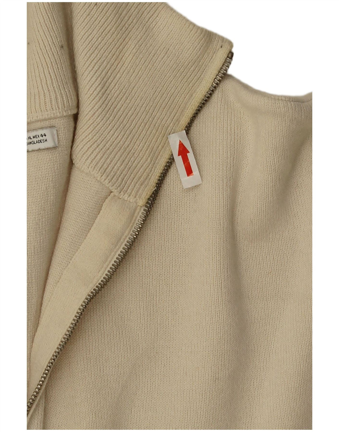 Zara Herre Zip Neck Jumper Sweater XL Beige Bomuld