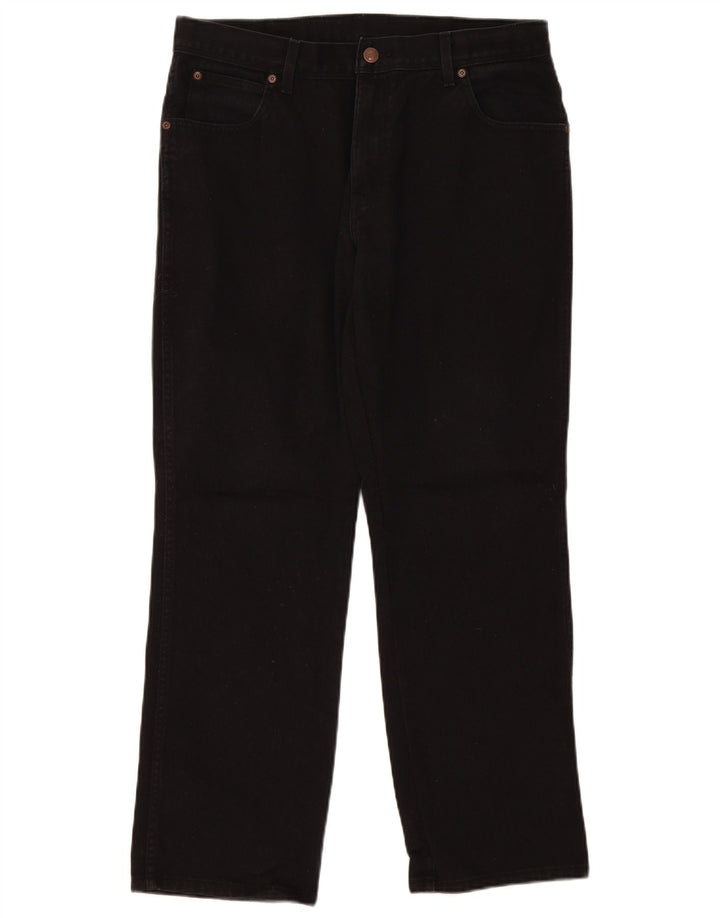 Wrangler Herre Regular Fit Straight Jeans W36 L30 Sort Bomuld