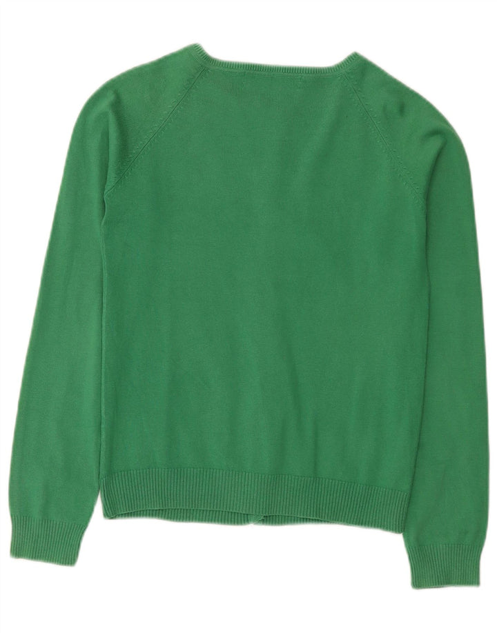 Zara Dame Cardigan Sweater UK 12 Medium Green Bomuld