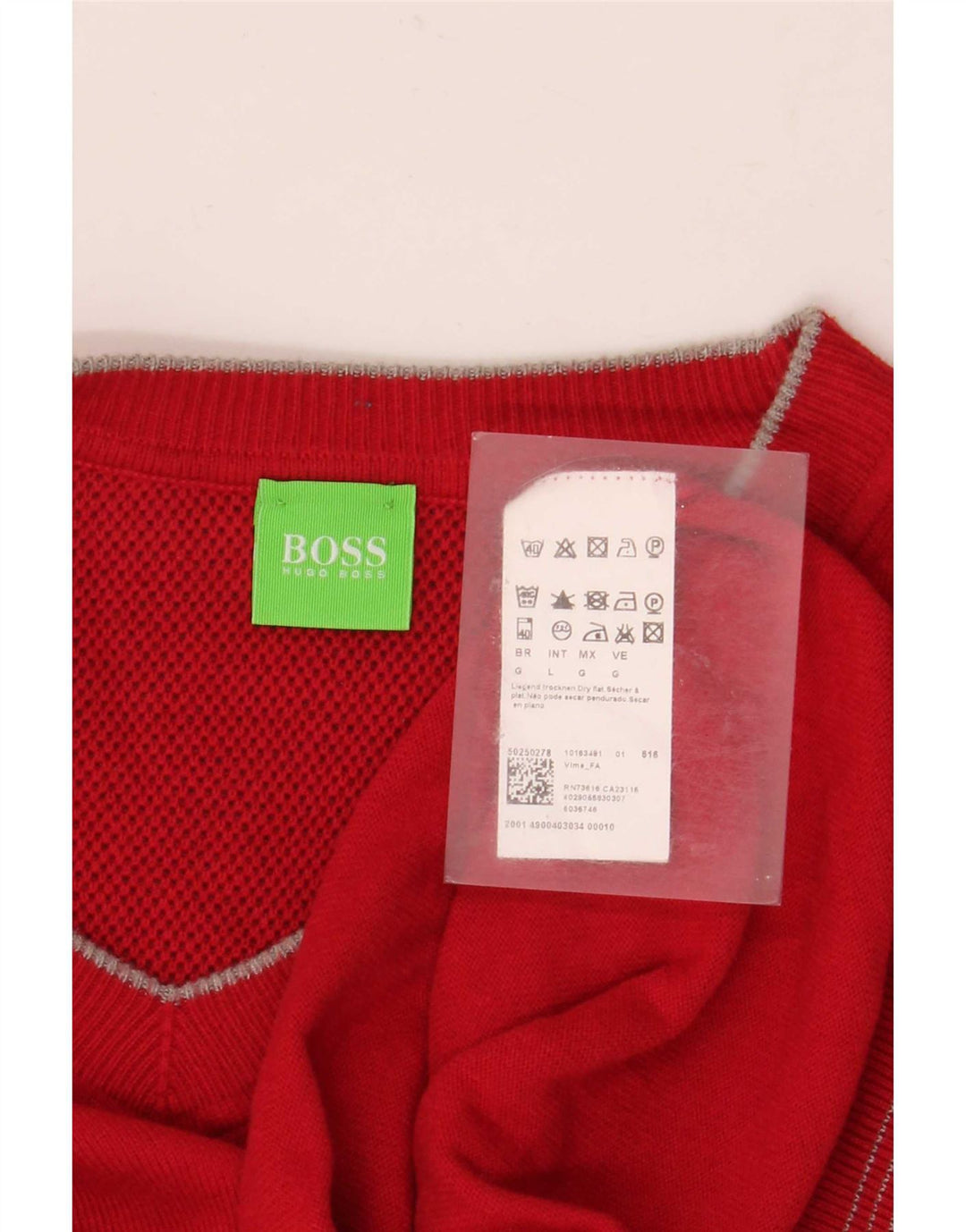 Hugo Boss Herre V-hals sweater Stor rød polyakryl