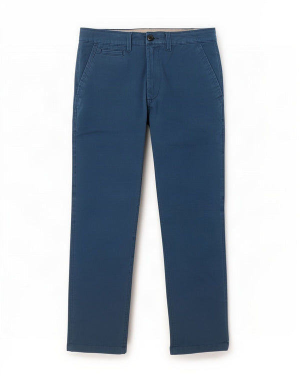 Marks & Spencer Straight Chino-bukser til mænd W32 L31 Blå bomuld