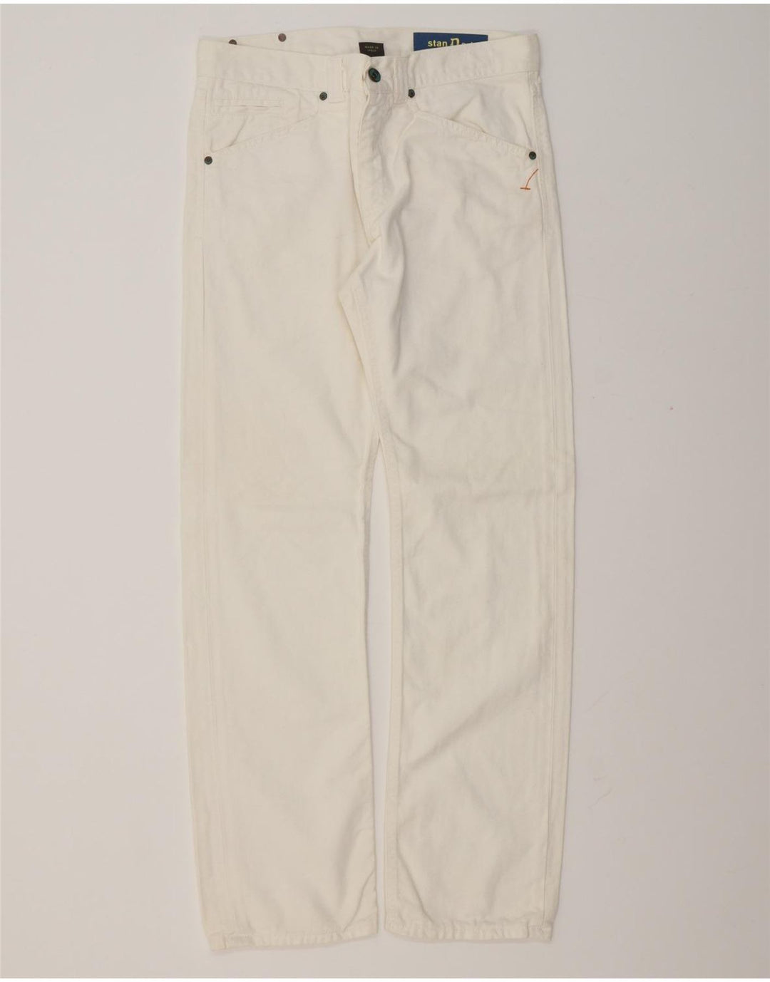 Dondup Herre Stan Dart Straight Jeans W33 L32 Hvid Bomuld