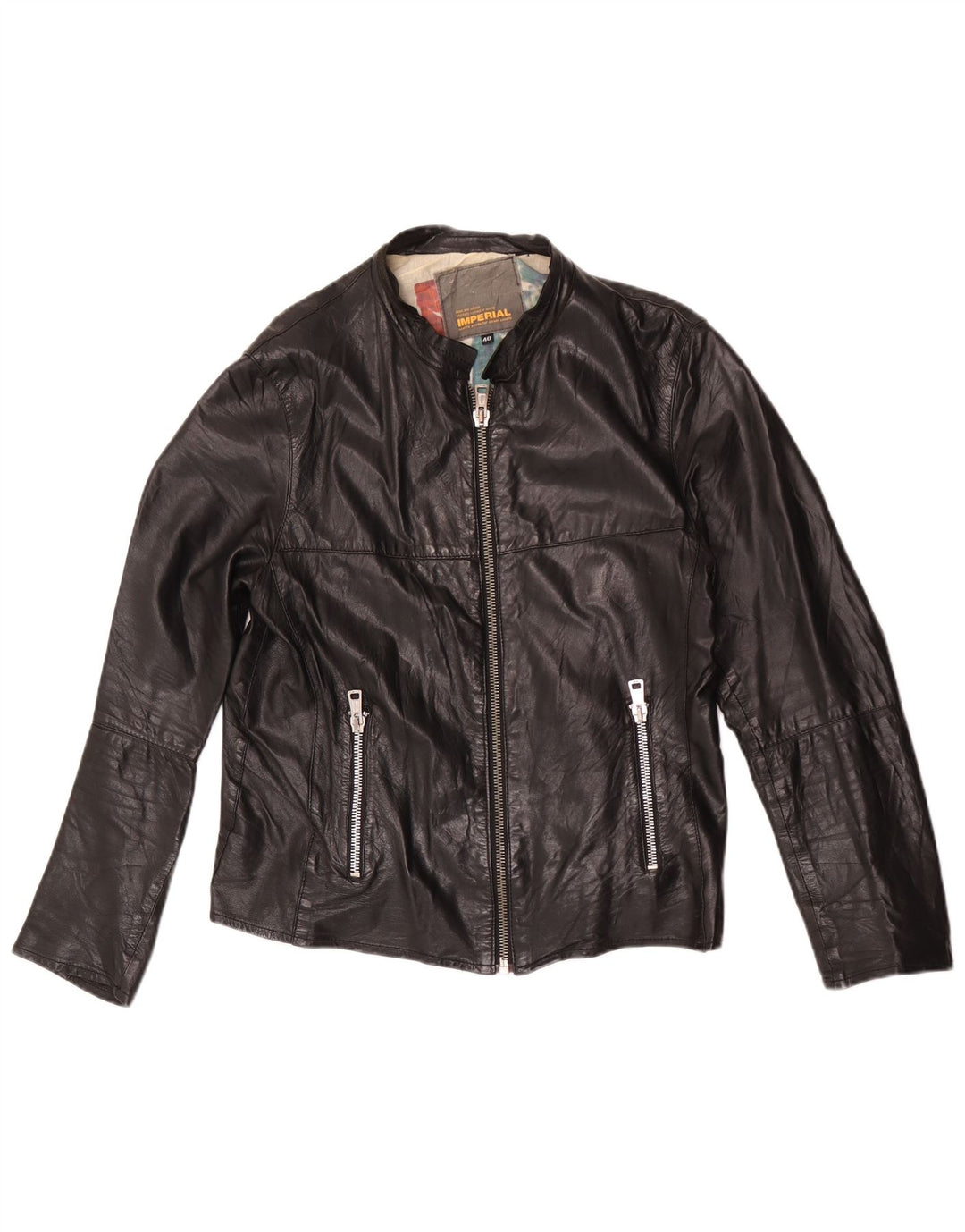Imperial Dame Biker Læderjakke IT 48 XL Sort